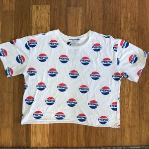 Pepsi brand Cropped Tee,size L, cotton & polyester